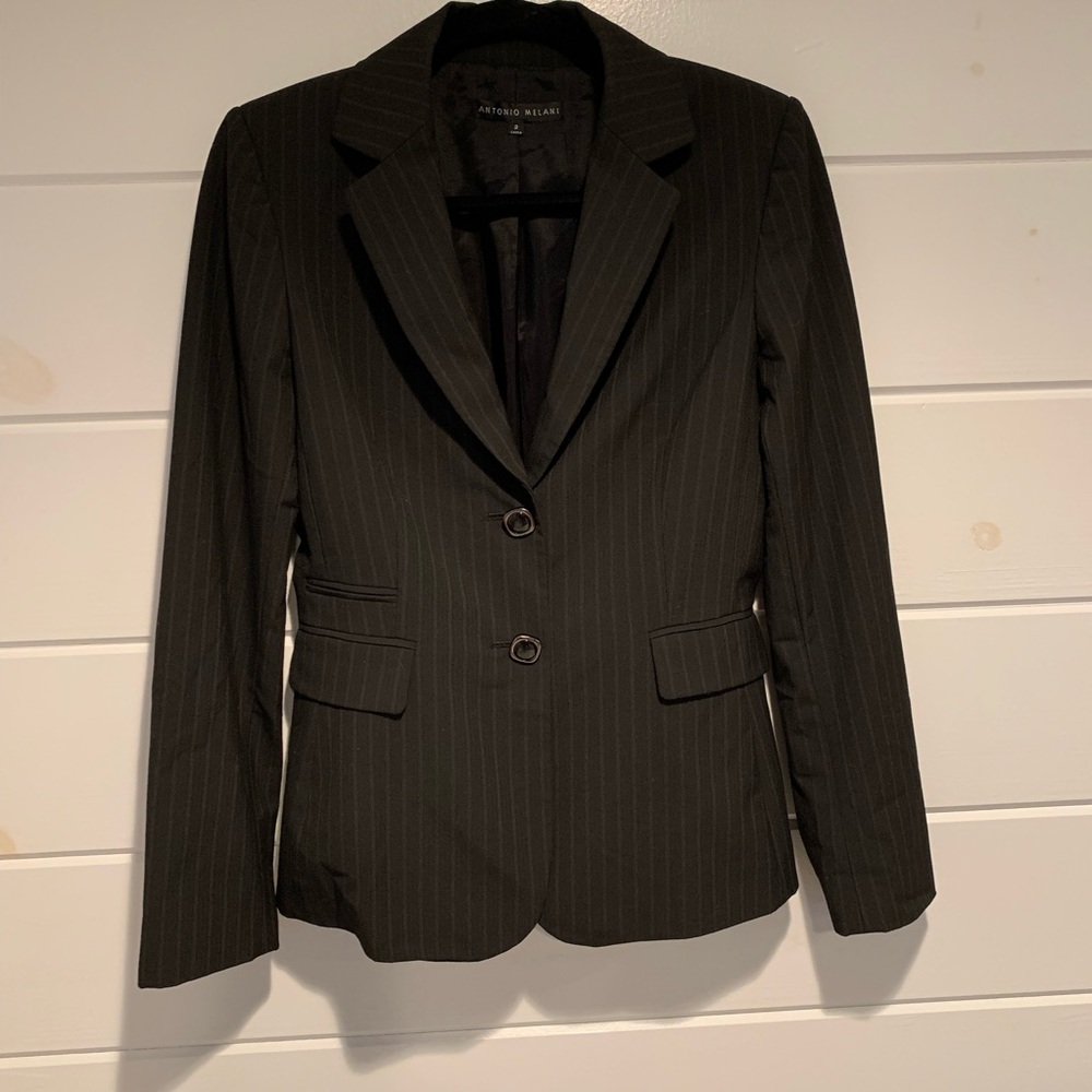 ANTONIO MELANI Black Pinstripe Blazer